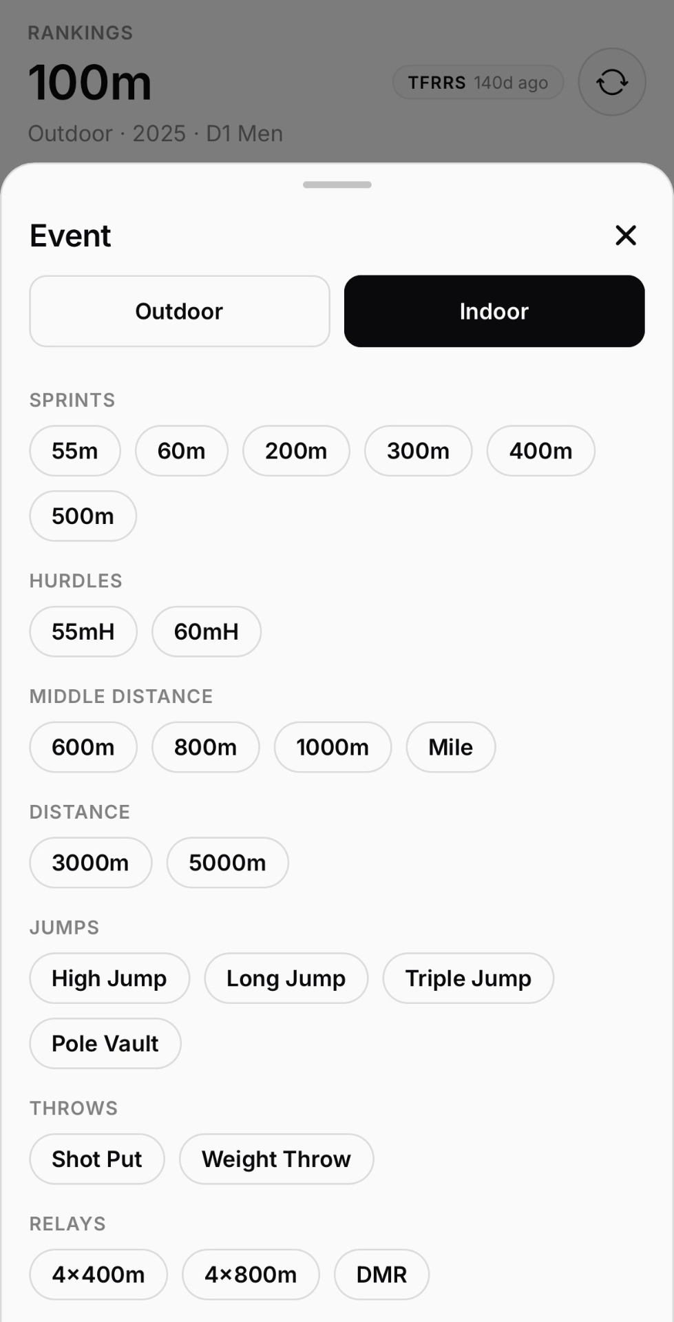 Indoor event picker